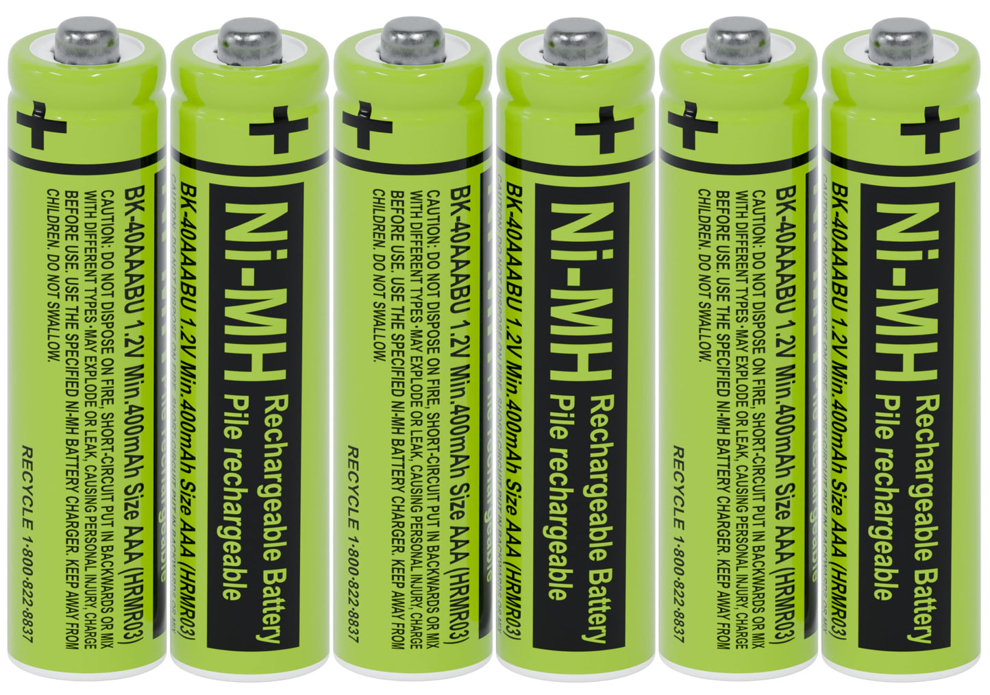 RocketBus 6-Pack BK-40AAABU Replacement 1.2V 400mAh Battery for Panasonic Cordless Phone System BK40AAABU