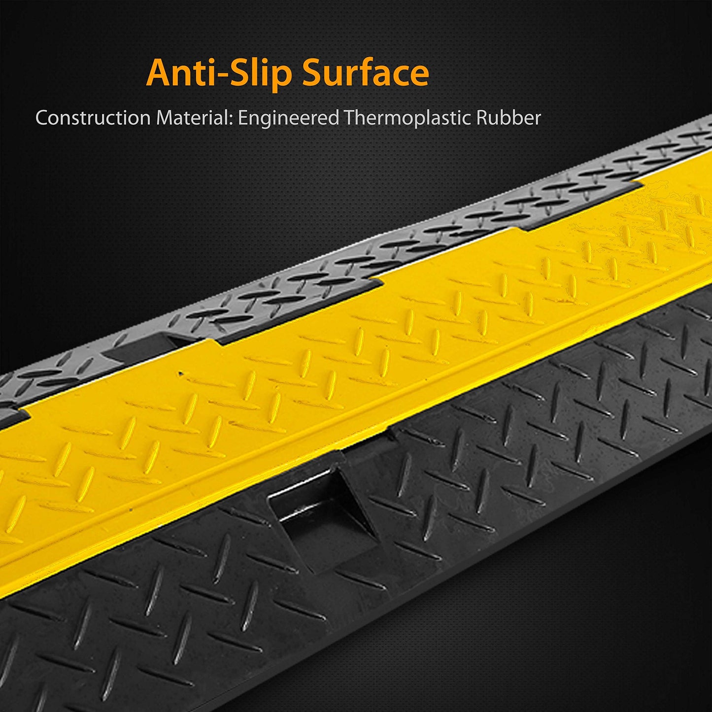Pyle Ramp-3 Channel Rubber Floor Cord Concealer-Heavy Duty Cable Protector Wire/Hose/Pipe Hider Driveway Protective Covering Armor PCBLCO105X2 (Pair)