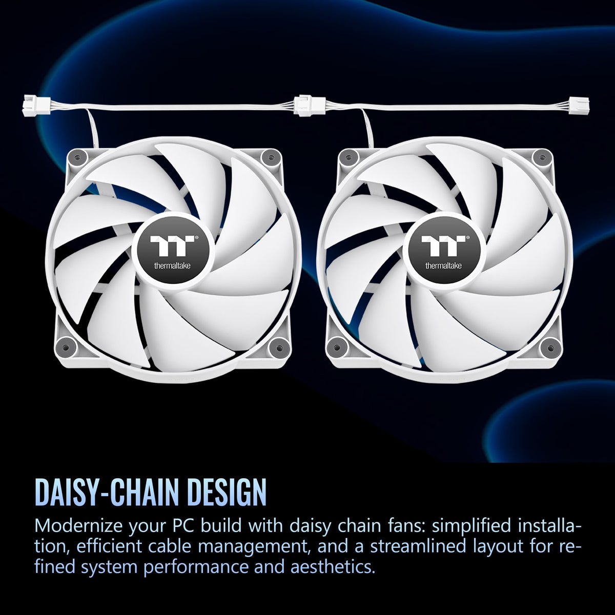 Thermaltake CT200 PWM Fan Single Pack, PWM Controlled 500~900 RPM, Airflow 131.6 CFM, Hydraulic Bearing, Case Fan, 200mm x 200mm x 30mm, White