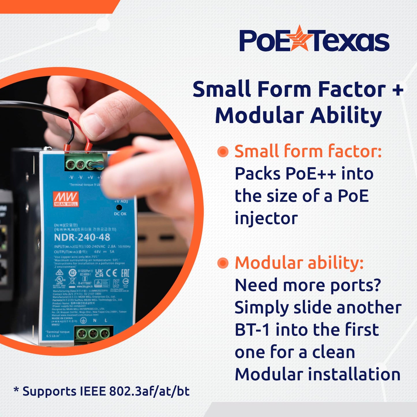PoE Texas 3-Port 2.5 Gigabit PoE++ Injector with 90W Per Port, Up to 328 Ft - 10/100/1000/2500Mbps Wall Mount or DIN Rail Mount 802.3af/at/bt PoE