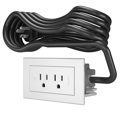 Legrand Wiremold RD2WH radiant Furniture Power Center, Recessed Power Strip, 2 Outlets, 6 Foot Cord, White