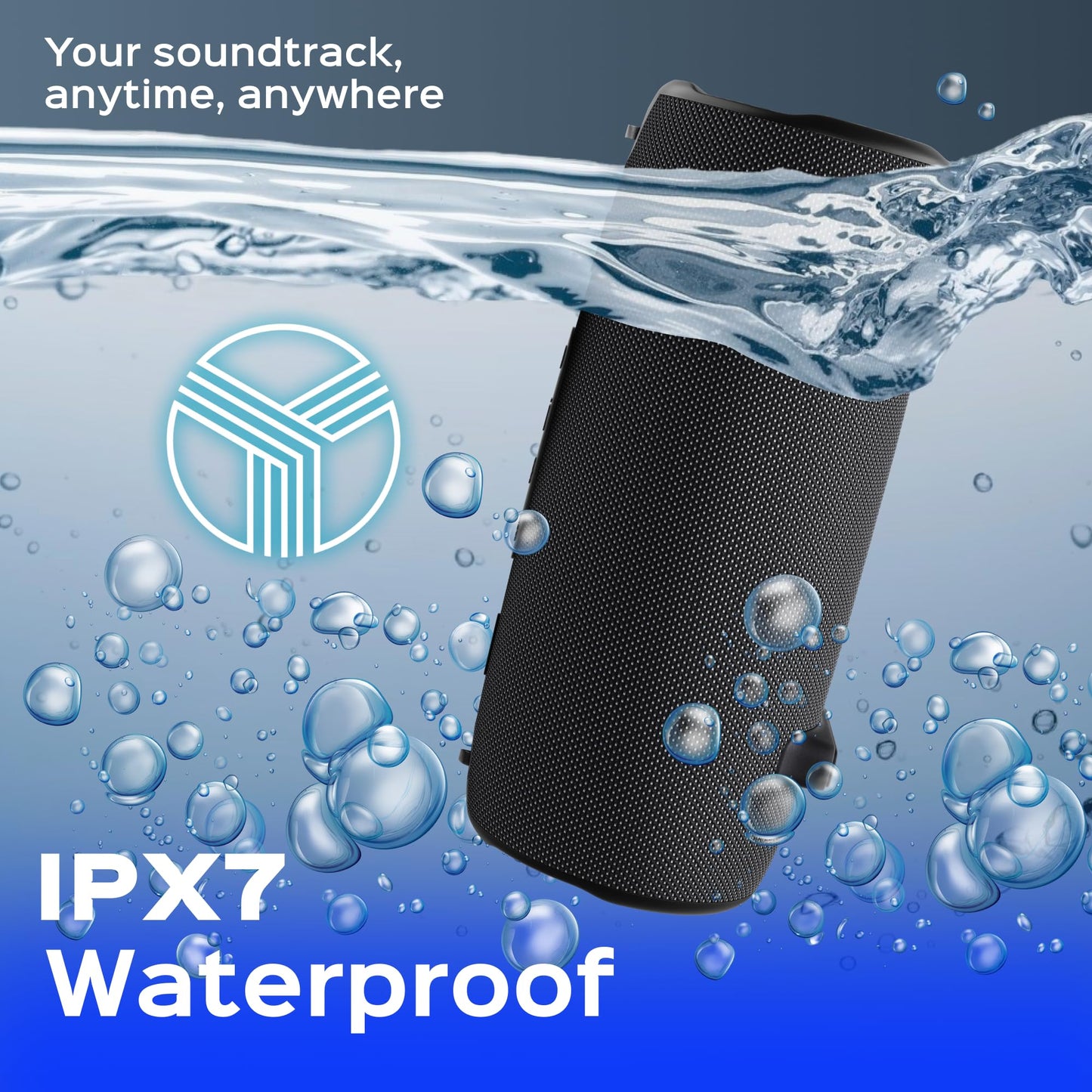 TREBLAB HD-Max - Large Bluetooth Speaker, Loud 60W Stereo Sound, Powerful Bass, 20H Battery, IPX7 Waterproof, Powerbank, USB-C, RGB Lights, Portable