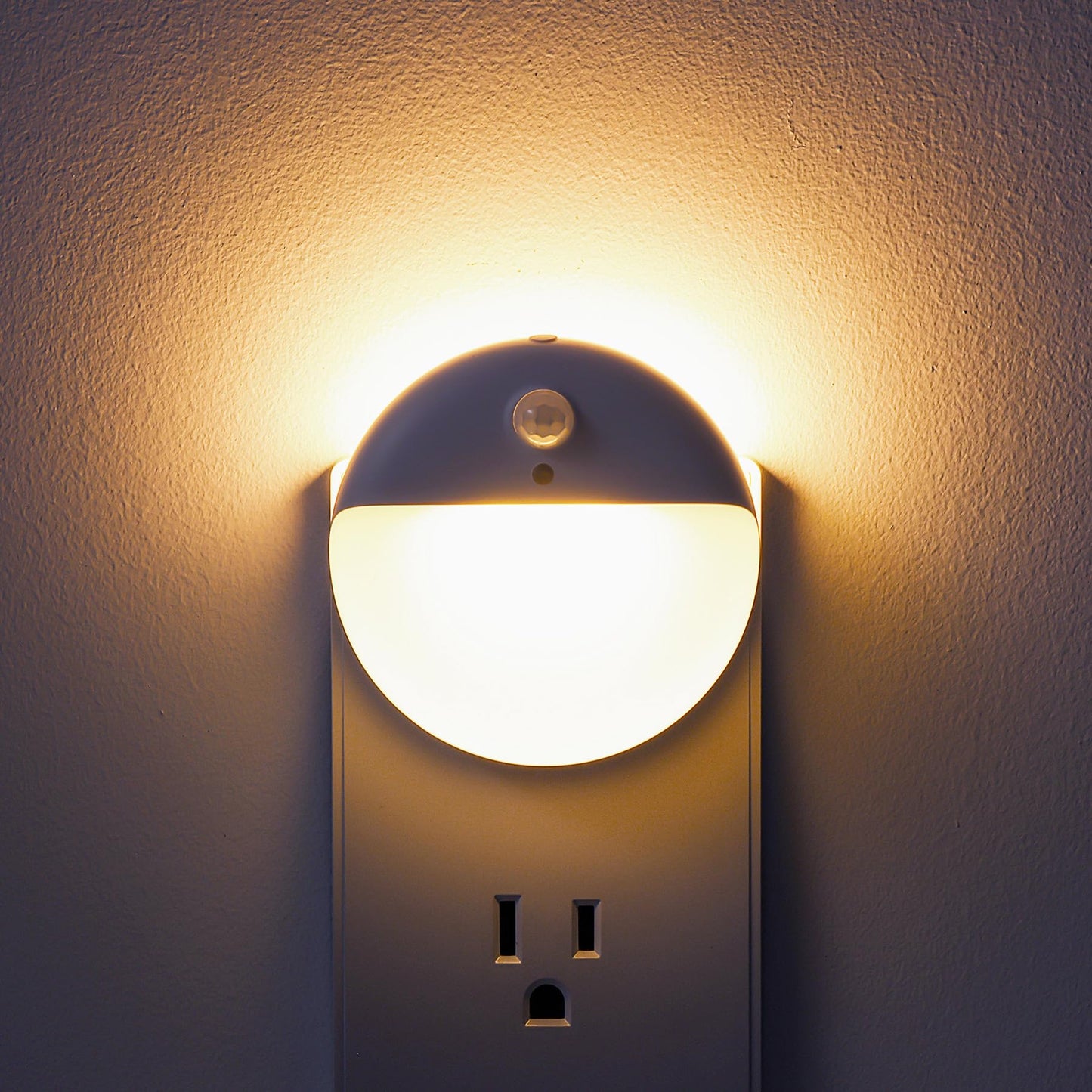 YUNLEX 2 Pack Plug in Night Light with 3 Lighting Ways, Stepless Dimming, Light Sensor, Warm White Nightlight for Bathroom, Hallway, Stairs, Bedroom