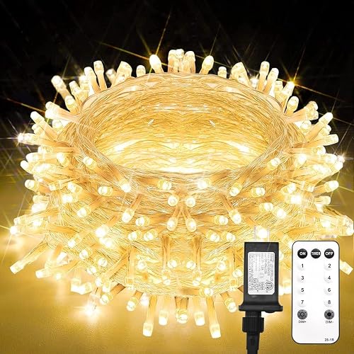 suddus Indoor String Lights with Remote, Warm White Christmas Lights Plug in with Timer, 33ft 100 LED Twinkle Fairy Lights for Bedroom Dorm Xmas Tree