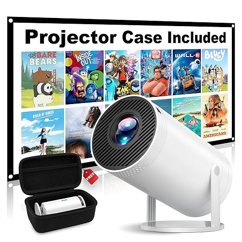 Mini Projector, Native 1080P Portable Projector with Carrying Case, 4K Support, 270°Rotatable Outdoor Movie Proyector, Home Theater Projector