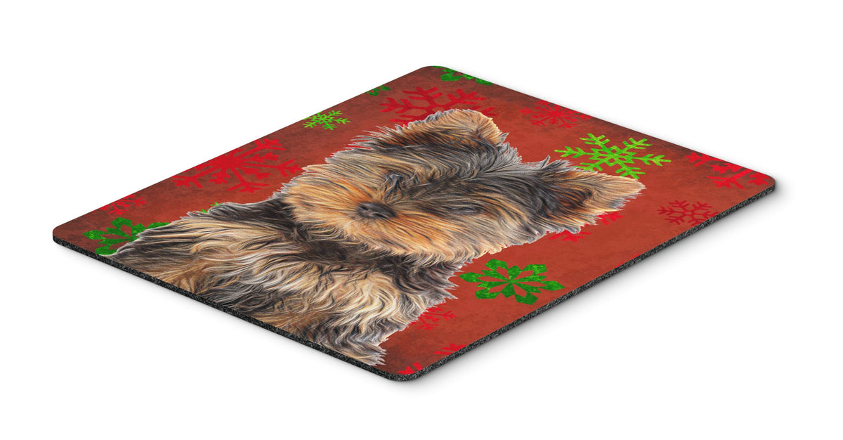 Caroline's Treasures KJ1188MP Red Snowflakes Holiday Christmas Yorkie Puppy/Yorkshire Terrier Mouse Pad, Hot Pad or Trivet for Home Office Gaming