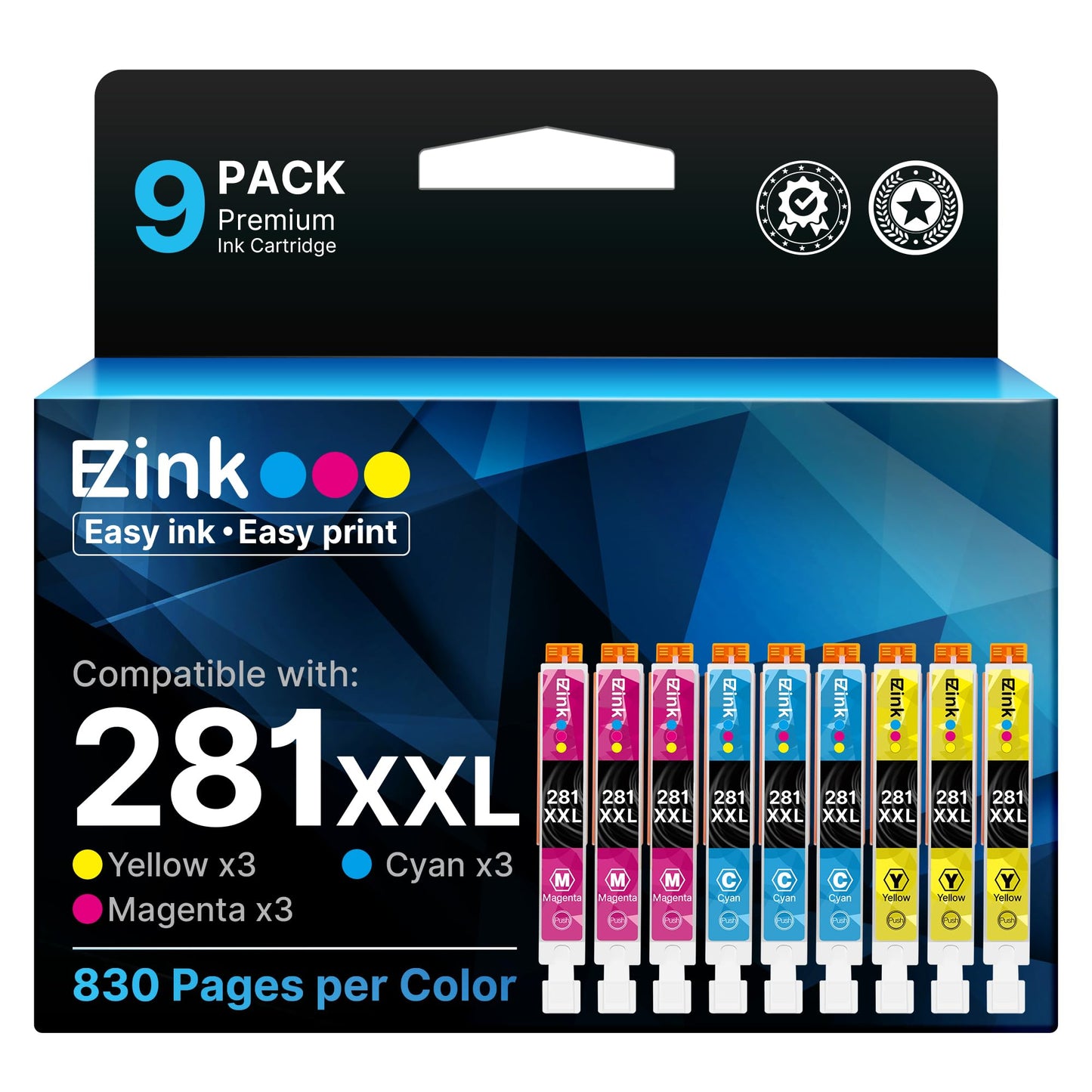 E-Z Ink Compatible for Canon CLI281XXL 281XXL 9 Pack 3C/3M/3Y Ink Cartridge