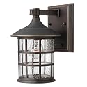 Hinkley Freeport 1800OZ Small Outdoor Wall Mount Lantern, New England Design, Cast Aluminum, Clear Seedy Glass, Oil Rubbed Bronze