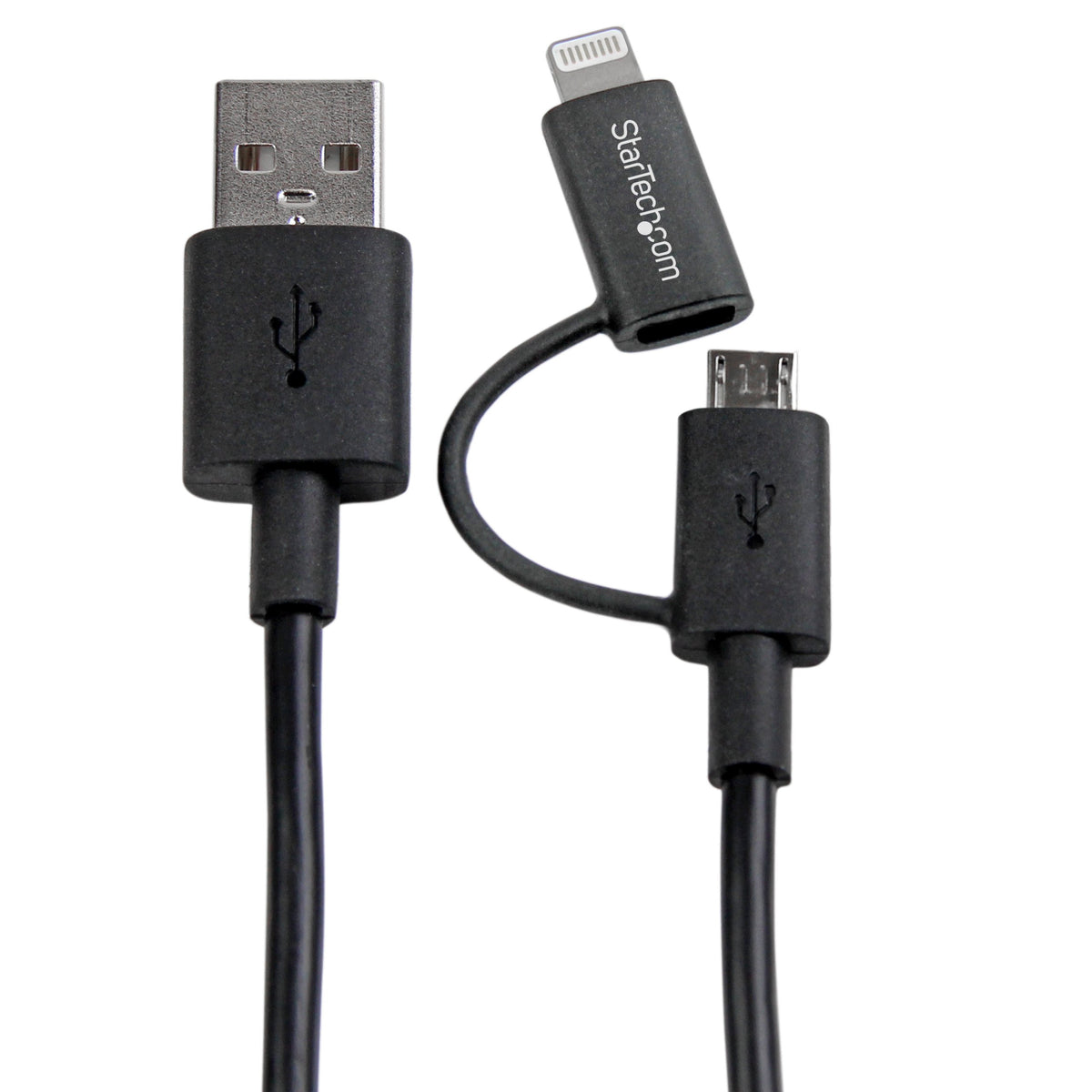 StarTech 3ft/1m Lightning & Micro-USB to USB-A Cable, Black (LTUB1MBK)