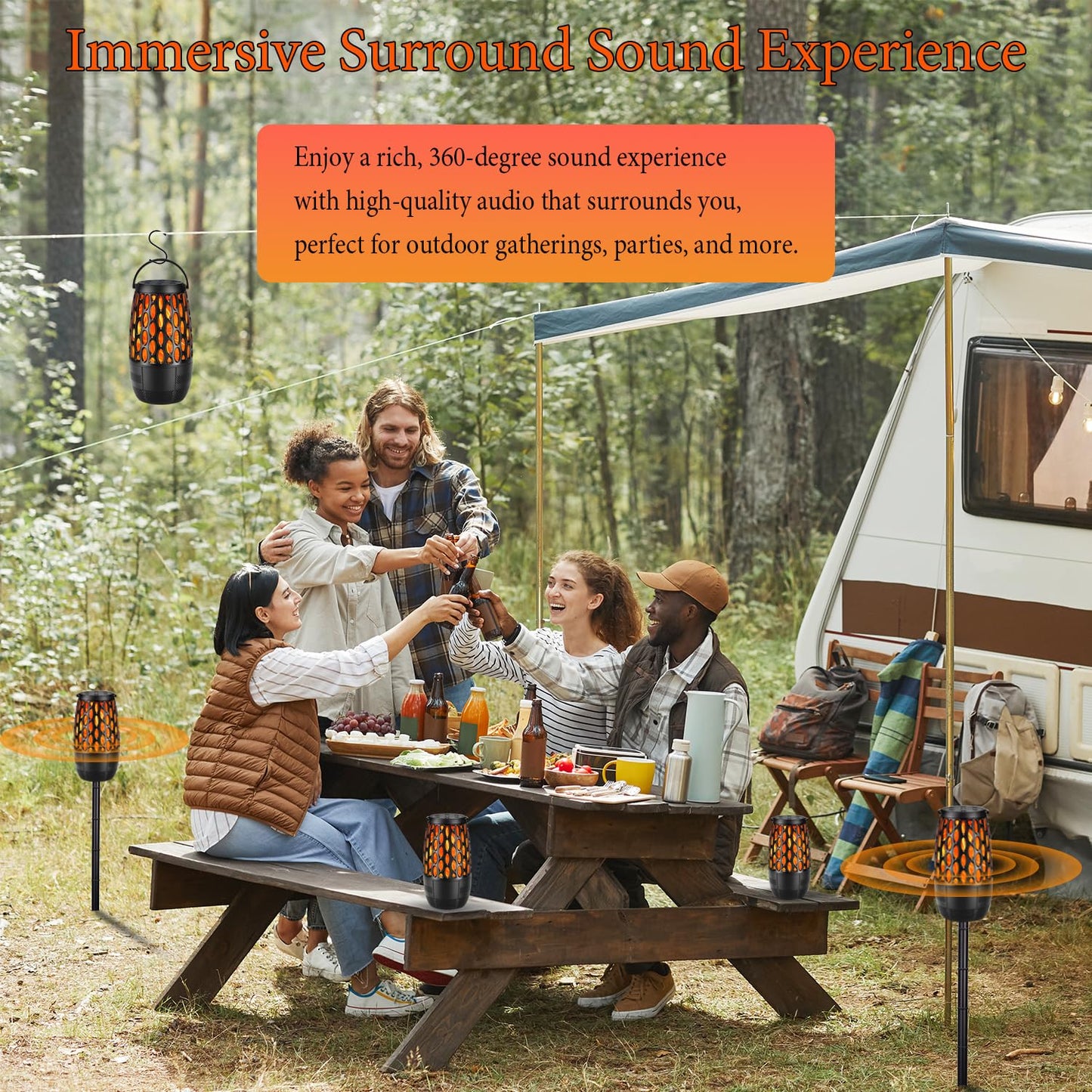 Shoneep Upgraded Outdoor Bluetooth Speakers, 10 Watt Bluetooth 5.3 Speaker, Auto-Pairing Multi-Sync up to 100 Speakers, IPX6 Waterproof Outdoor