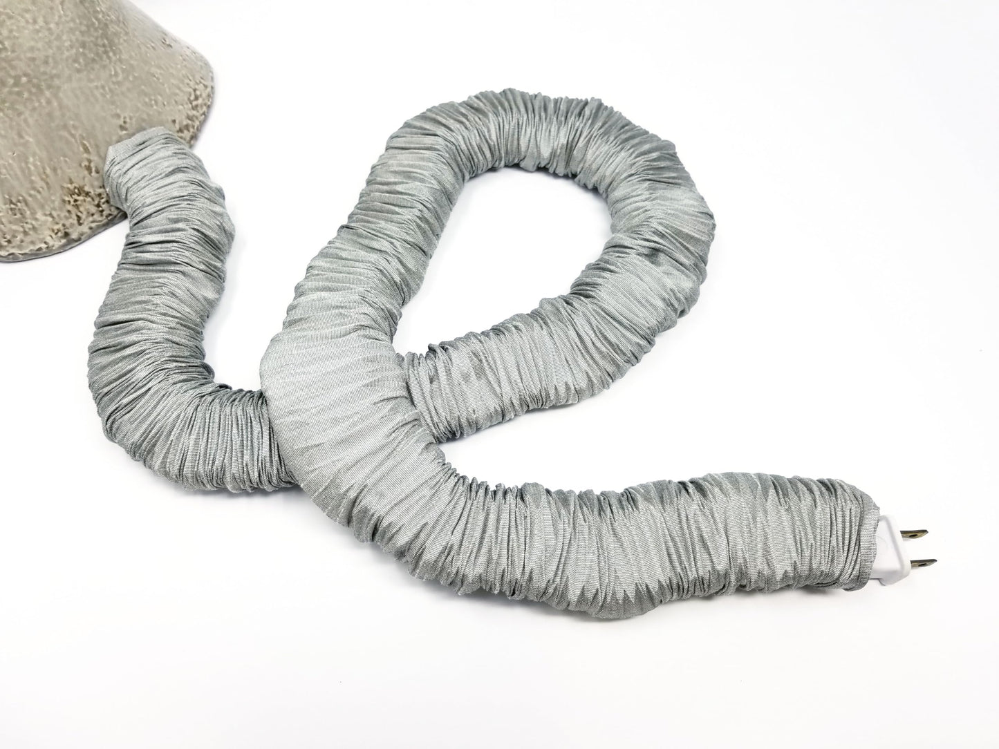 Gray COVEREase Lamp Cord Cover 9 ft Faux Silk Fabric Cover - Cable Sleeve, Wire Cover, Cord Hider for Cable Management for Electrical Lighting