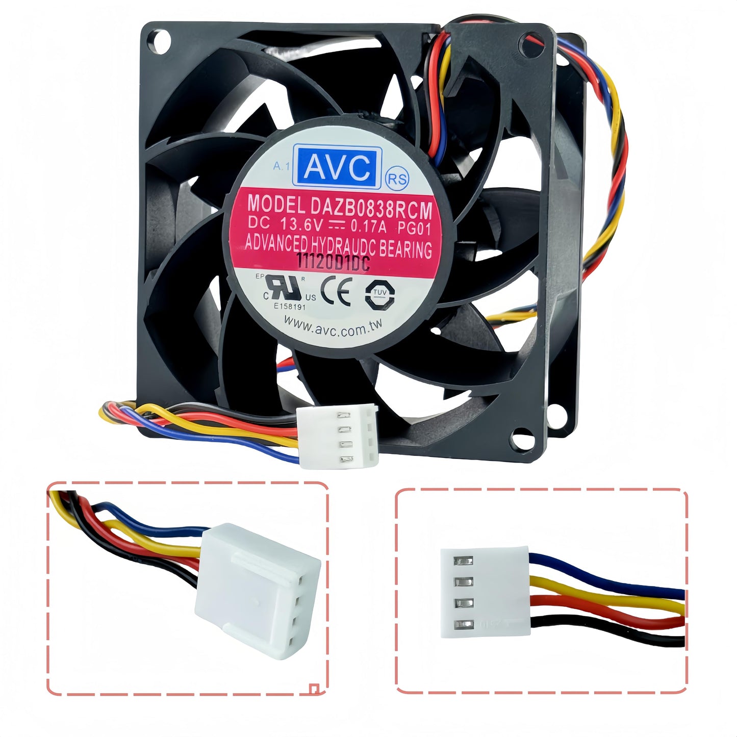 for AVC DAZB0838RCM Cooling Fan DC 13.6V 0.17A 8038 80mm 4-Pin 4-Wire Cooling Fan
