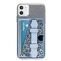 SKYLAR Stick On Phone Wallet with Finger Strap Stand, Slim 2-Pocket Credit Card Holder for iPhone & Android, 3M Adhesive Phone Card Holder, Faux