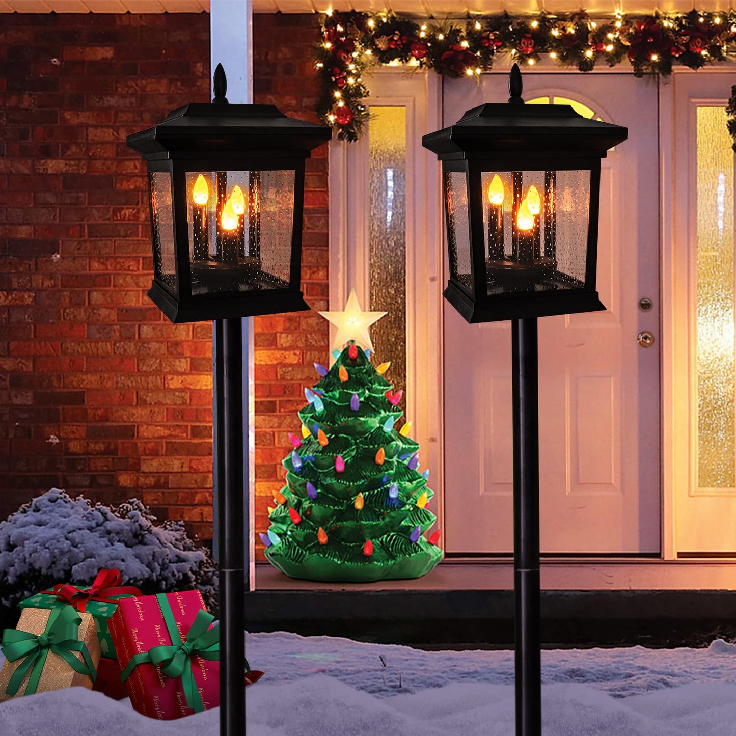 Beautyard Outdoor Solar Lanterns Waterproof Candles Lanterns Flickering Hanging Lights Garden Decor Patio, Lawn, Pathway, Wall Birthday Gifts Women