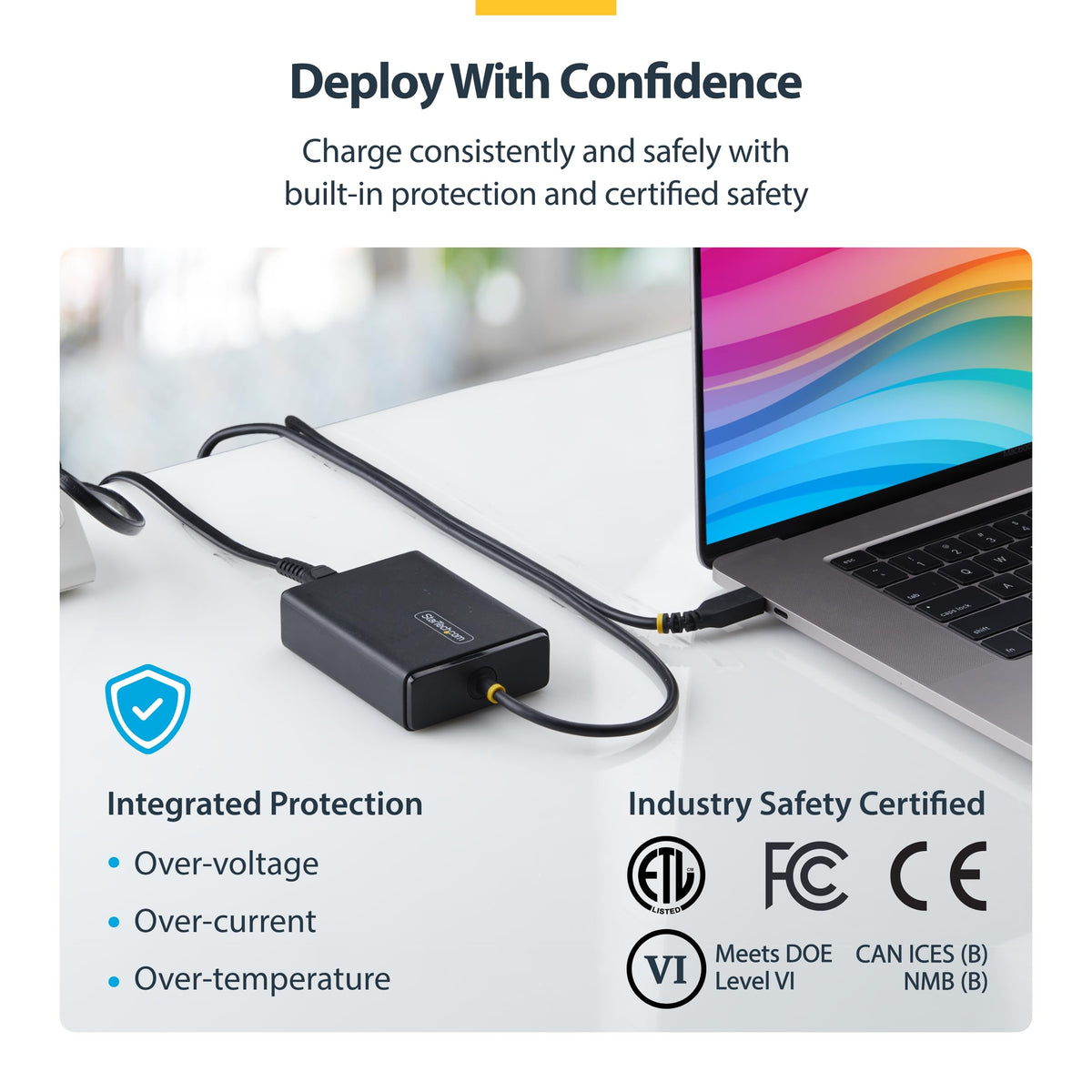 StarTech 100W USB-C Laptop Charger, Power Adapter Brick for Dell