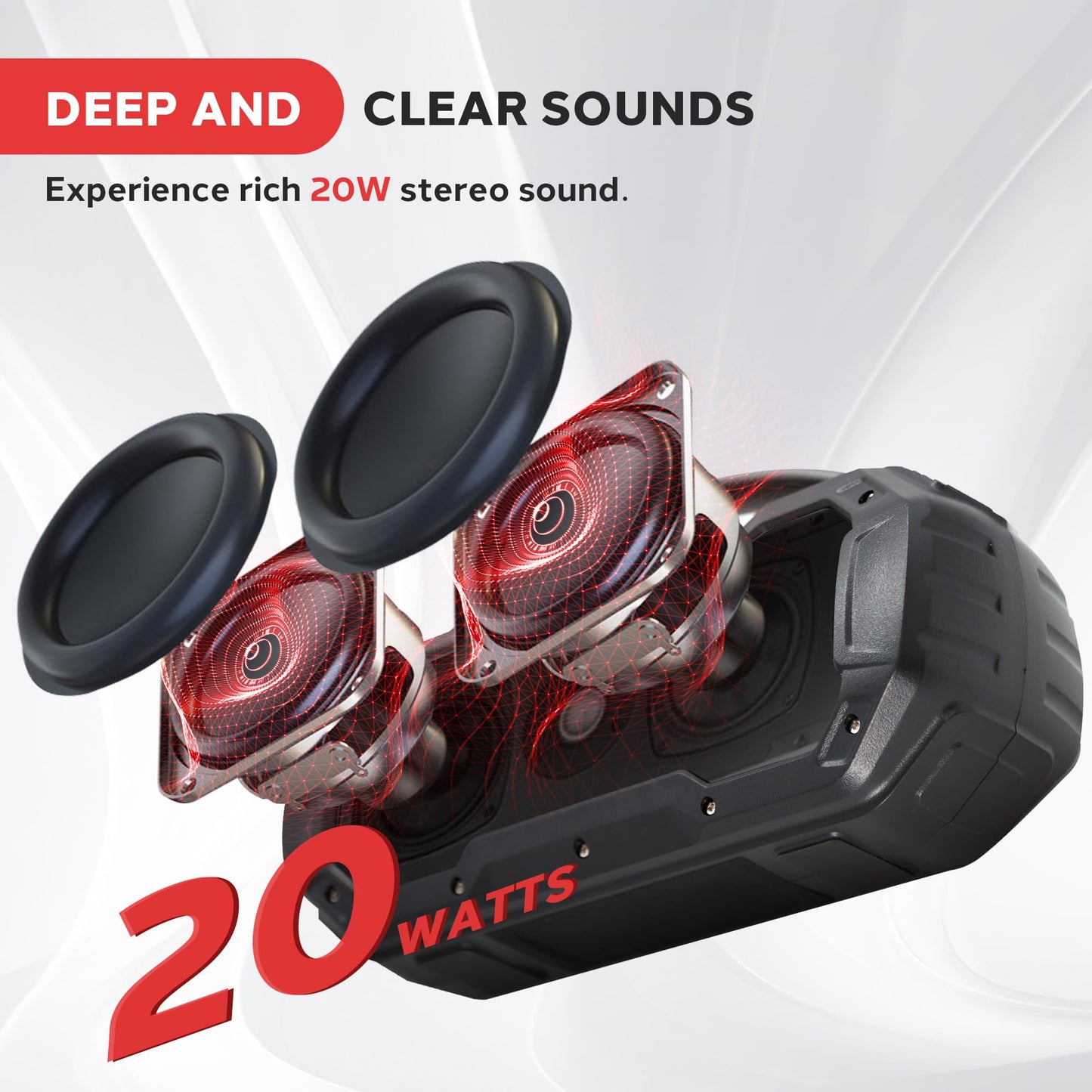 Pyle Portable Wireless Bluetooth Loud Streaming Speaker w/Deep Bass Hands-Free Microphone w/TWS Stereo Sound Function - IPX6 Waterproof Outdoor