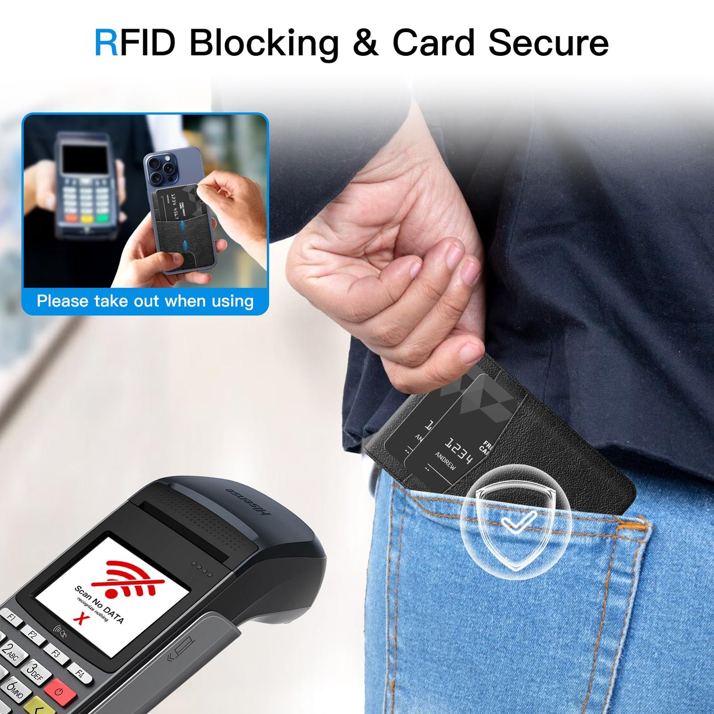 Anpdasi Magnetic Phone Wallet Strong Magnetic Wallet for iPhone 15/14/13/12 Series for Magsafe with Adjustable Stand, 4 Card Holder, RFID Blocking