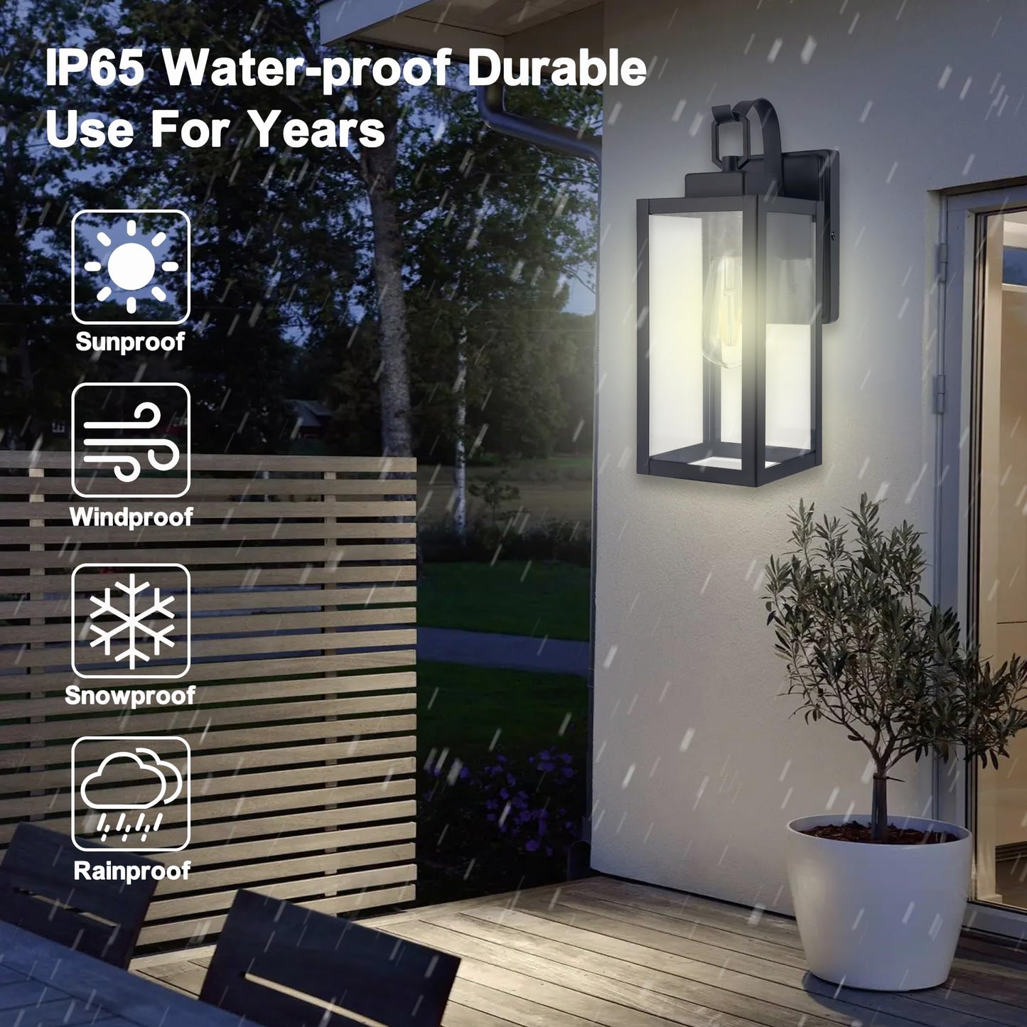YaoKuem Outdoor Wall Lantern, Wall Sconce as Porch Lighting Fixture, E26 Medium Base, Metal Housing Plus Glass, Bulbs not Included