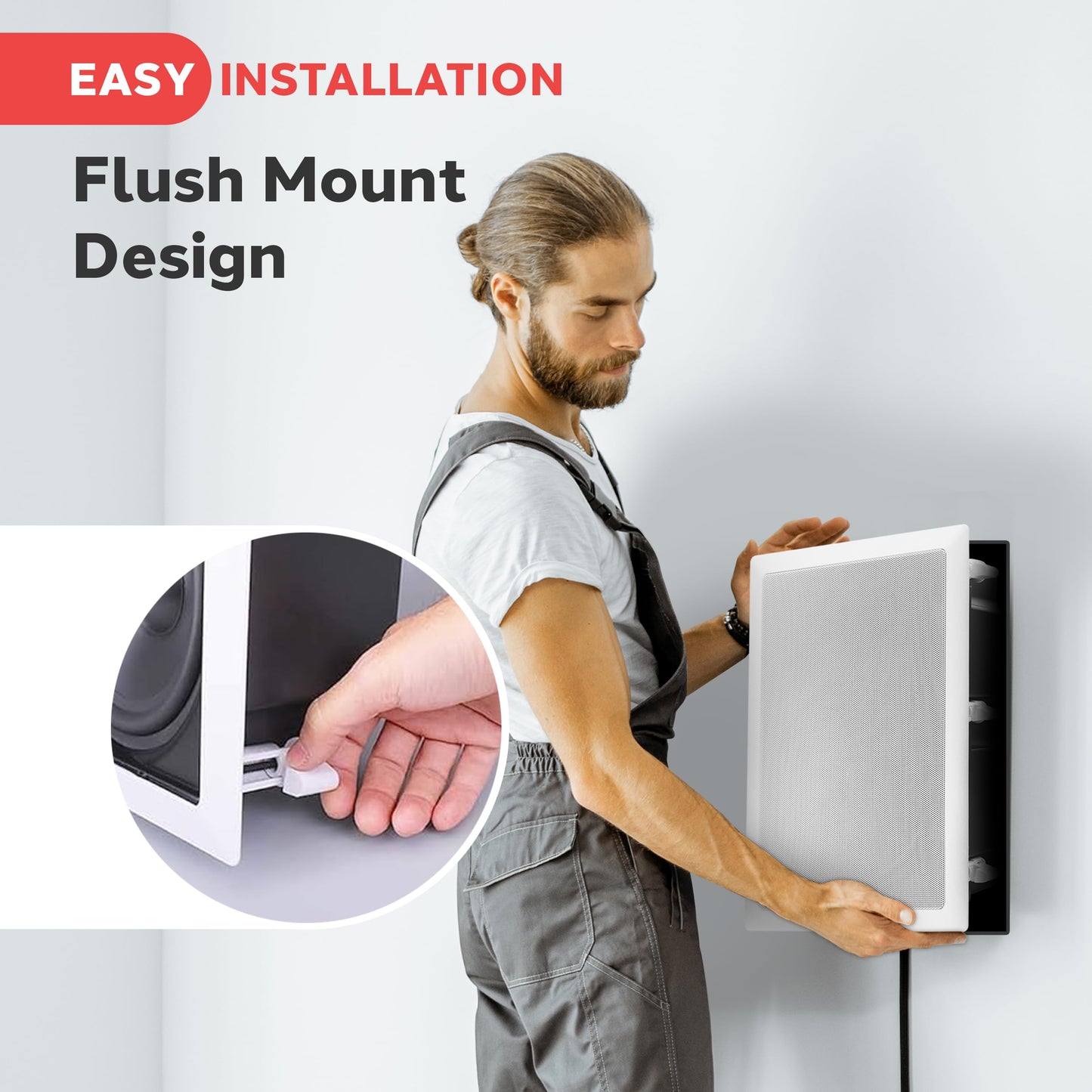 Pyle Ceiling Wall Mount Enclosed Speaker - 400 Watt Stereo In-wall / In-ceiling 8" Enclosed Full Range Deep Bass Speaker System - 50Hz-20kHz Frequency