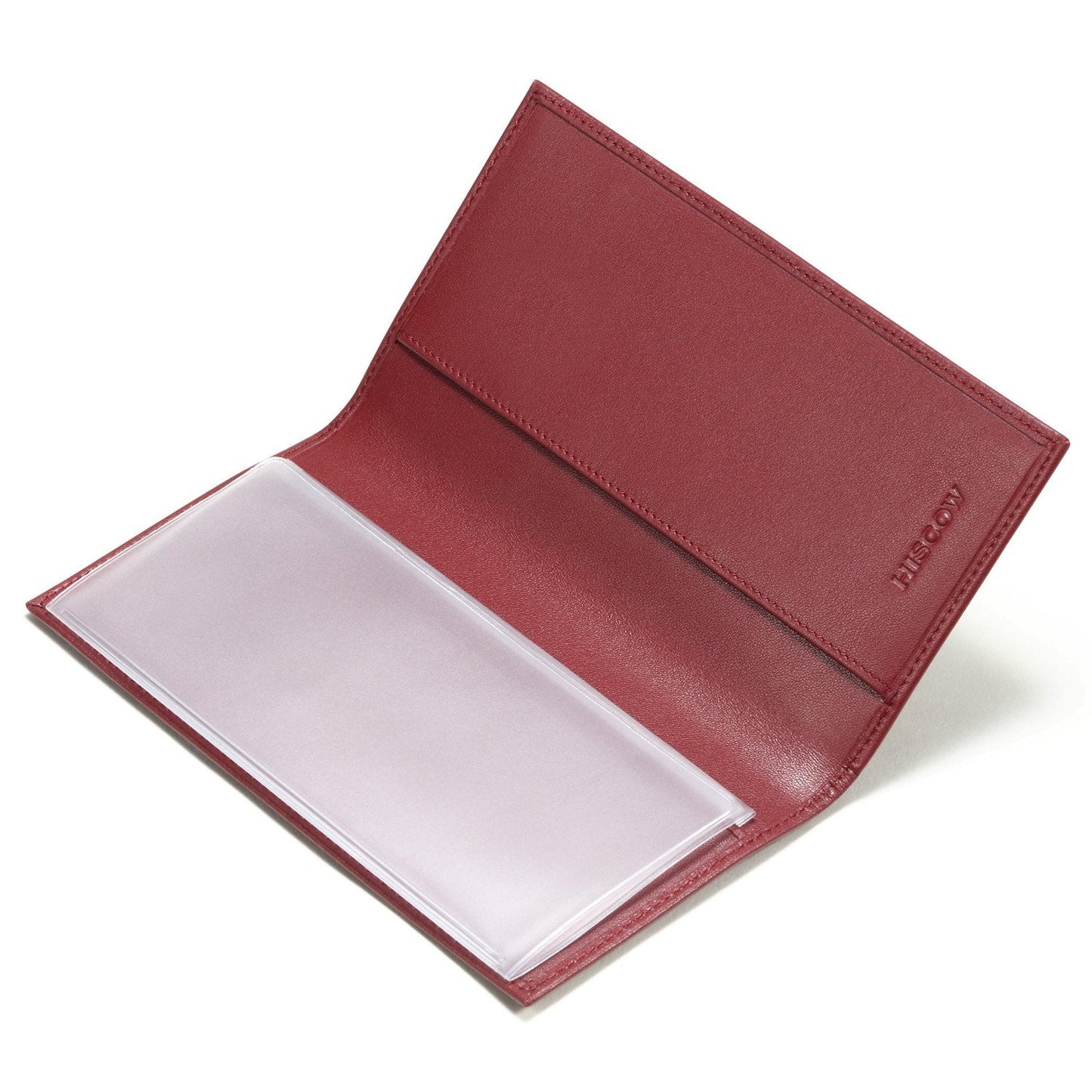 HISCOW Leather Checkbook Cover for Women & Men - Italian Calfskin (Wine Red)