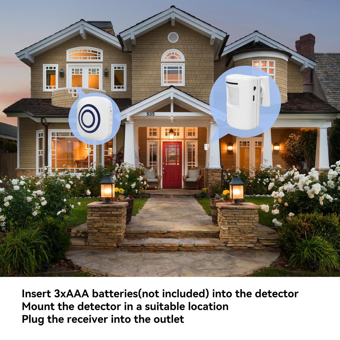 Long Range Wireless Driveway Alarm- Security Driveway Alert, Motion Detector Driveway Motion Sensor Alarm to Monitor and Protect Home Property (2