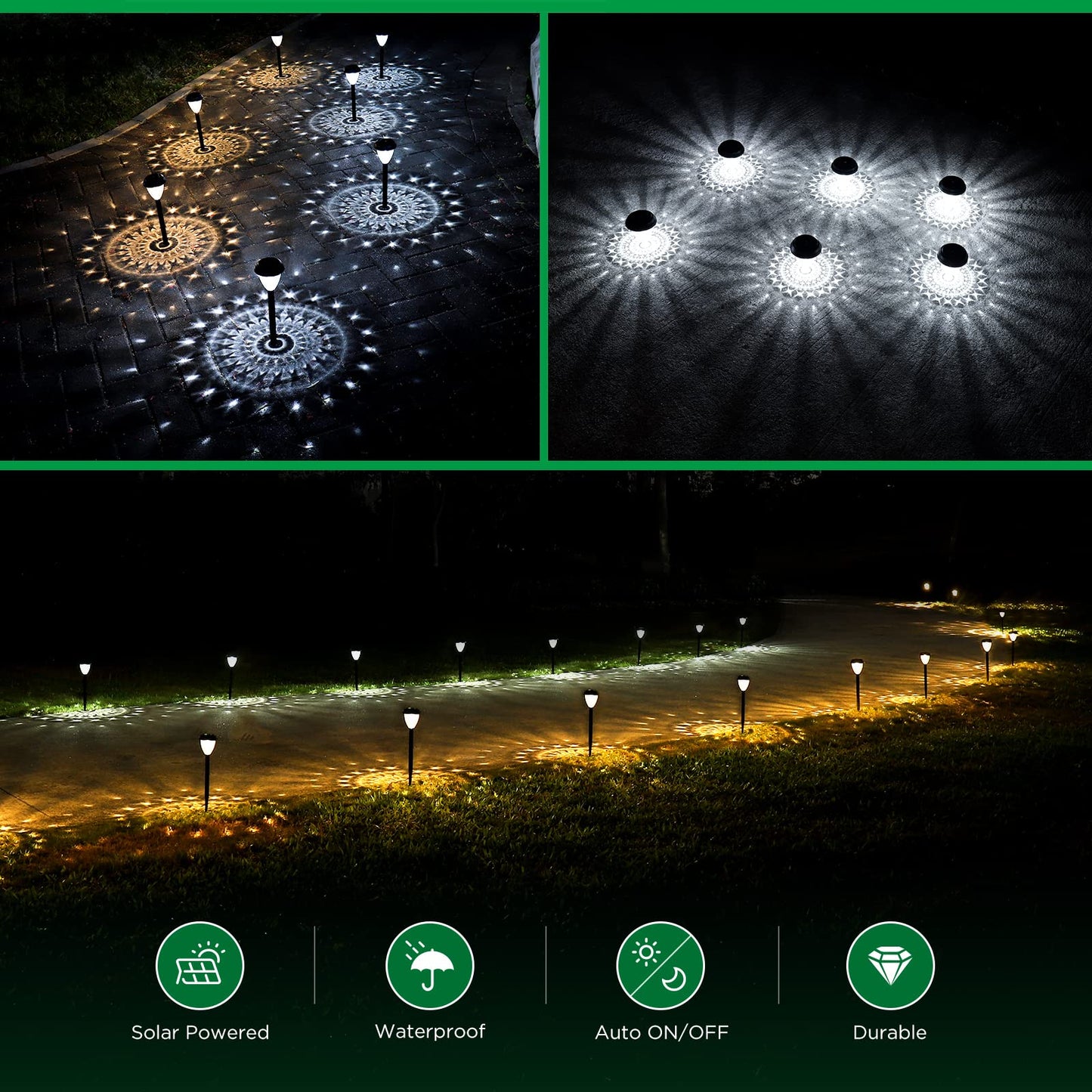 URAGO Super Bright Solar Lights Outdoor Waterproof-10 Pack, Dusk to Dawn Up to 12 Hrs Solar Garden Lights Outdoor Pathway Auto On/Off, LED Landscape