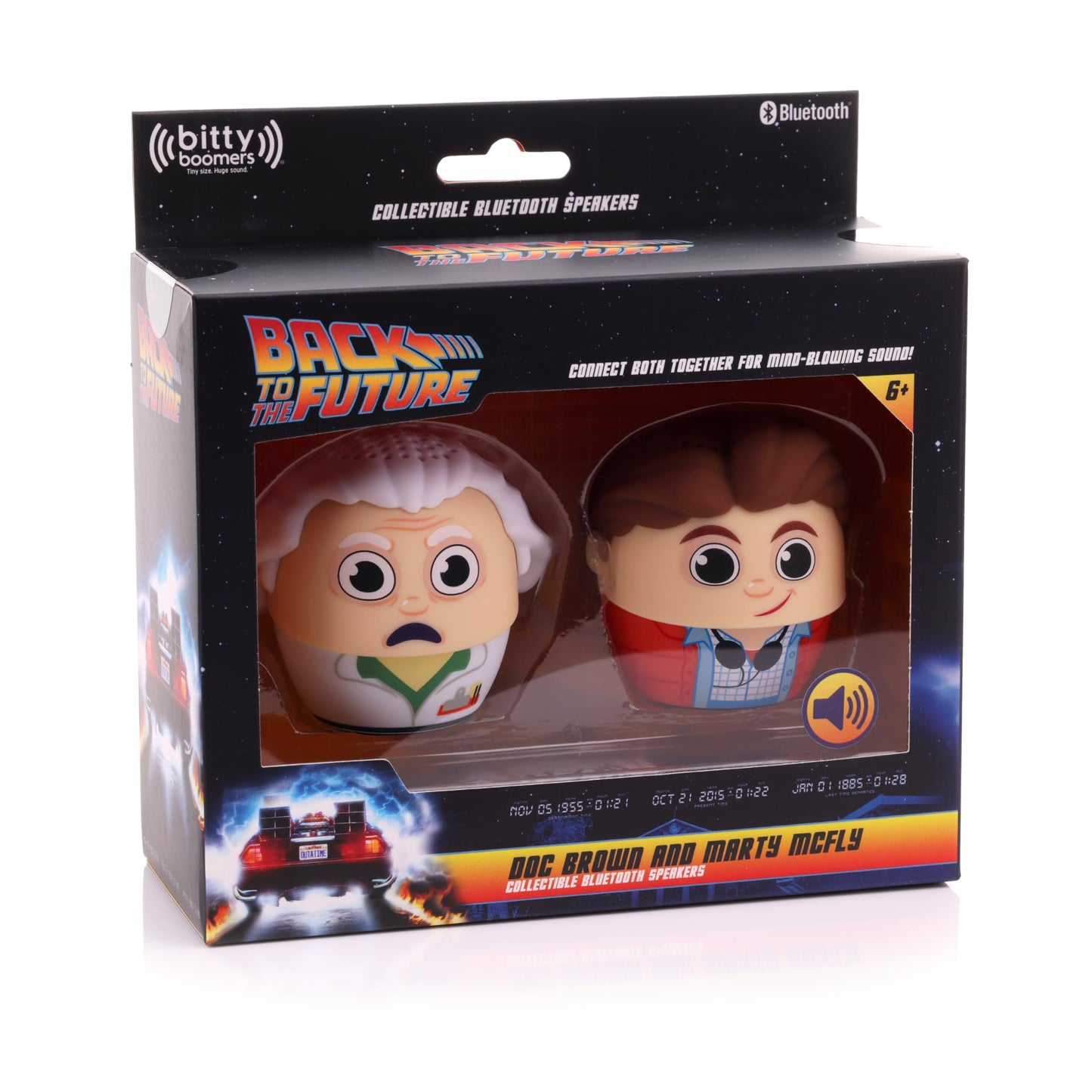 Bitty Boomers Universal: Back to The Future - Doc Brown & Marty McFly - Pack of 2 - Mini Bluetooth Speakers