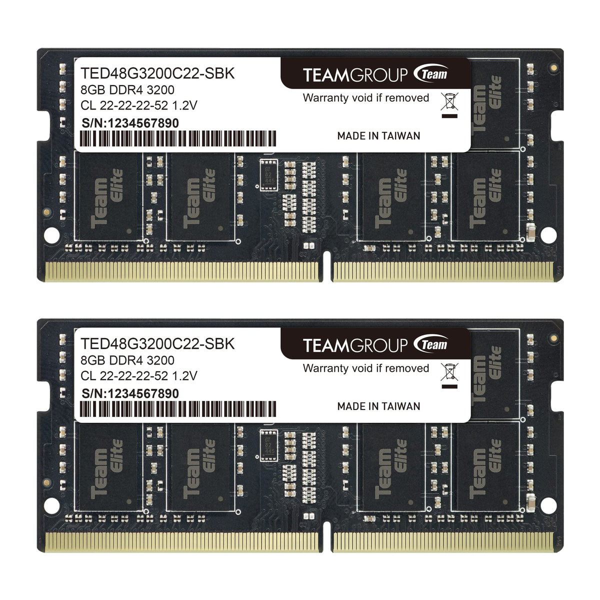 TEAMGROUP Elite DDR4 16GB Kit (2 x 8GB) 3200MHz PC4-25600 CL22 (2933MHz or 2666MHz) Unbuffered Non-ECC 1.2V SODIMM 260-Pin Laptop Notebook PC Computer