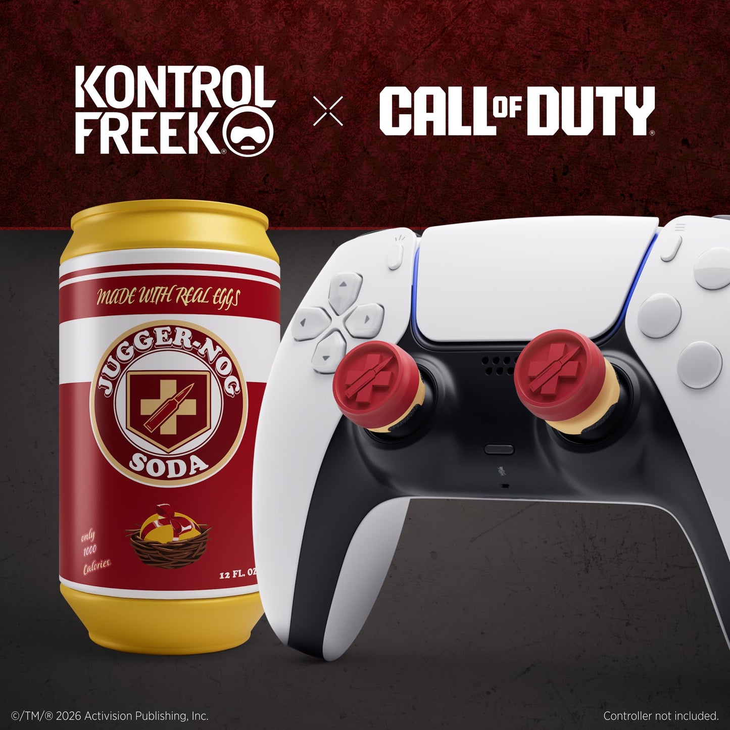 KontrolFreek® Jugger-Nog Performance Thumbsticks® | for PlayStation 5 (PS5) & PlayStation 4 Controller | Red and Cream