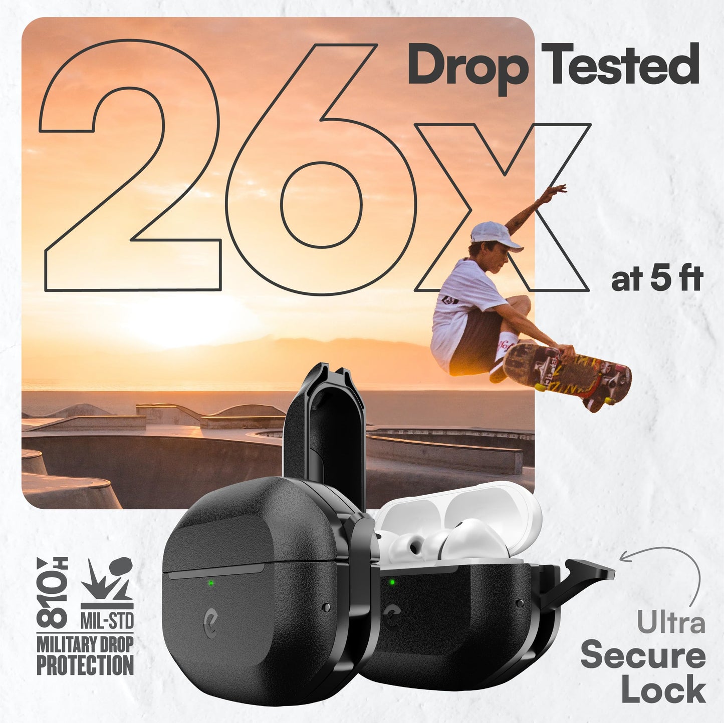 Keybudz for Waterproof AirPods Pro 3 Case with Lock - IP68 Waterproof and Dust Proof, Shockproof Protector, Heavy Duty Rugged Protection, Drop Proof