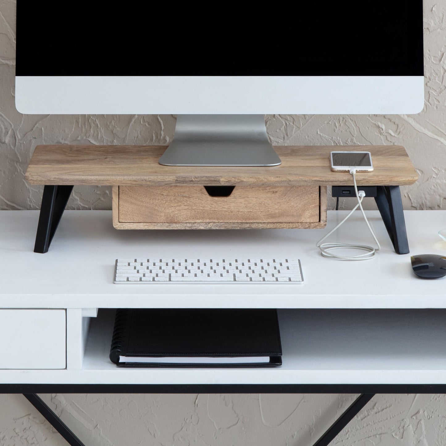 Anji Mountain Monitor Stand - Desktop Organizer & Laptop Riser, Ergonomic Monitor Riser, Space-Saving Monitor Stand for Desk, Durable Construction