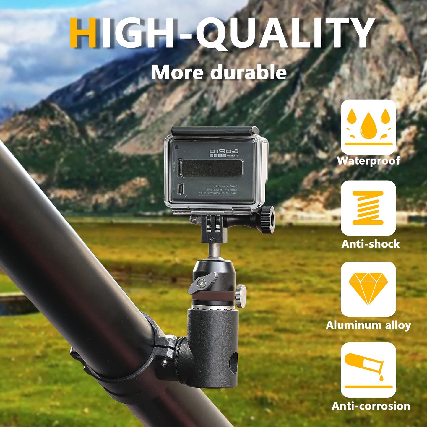 BESTAOO UTV ATV Camera Mount Compatible with GoPro for 1.75"-2" Roll Bar, Aluminum 360° Rotation Action Camera Holder for All GoPro Models, Such as