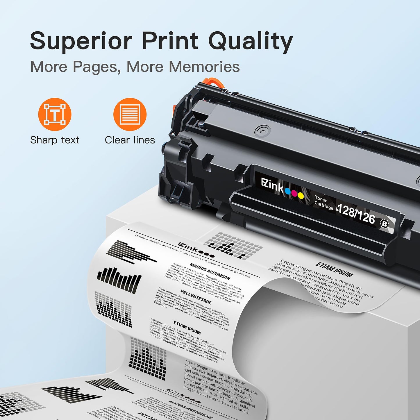 E-Z Ink Compatible Toner Cartridge Replacement for Canon 126 128 Black Toner Cartridge CRG-126 CRG-128 CRG128 for Imageclass D530 L100 L190 LBP6230DW