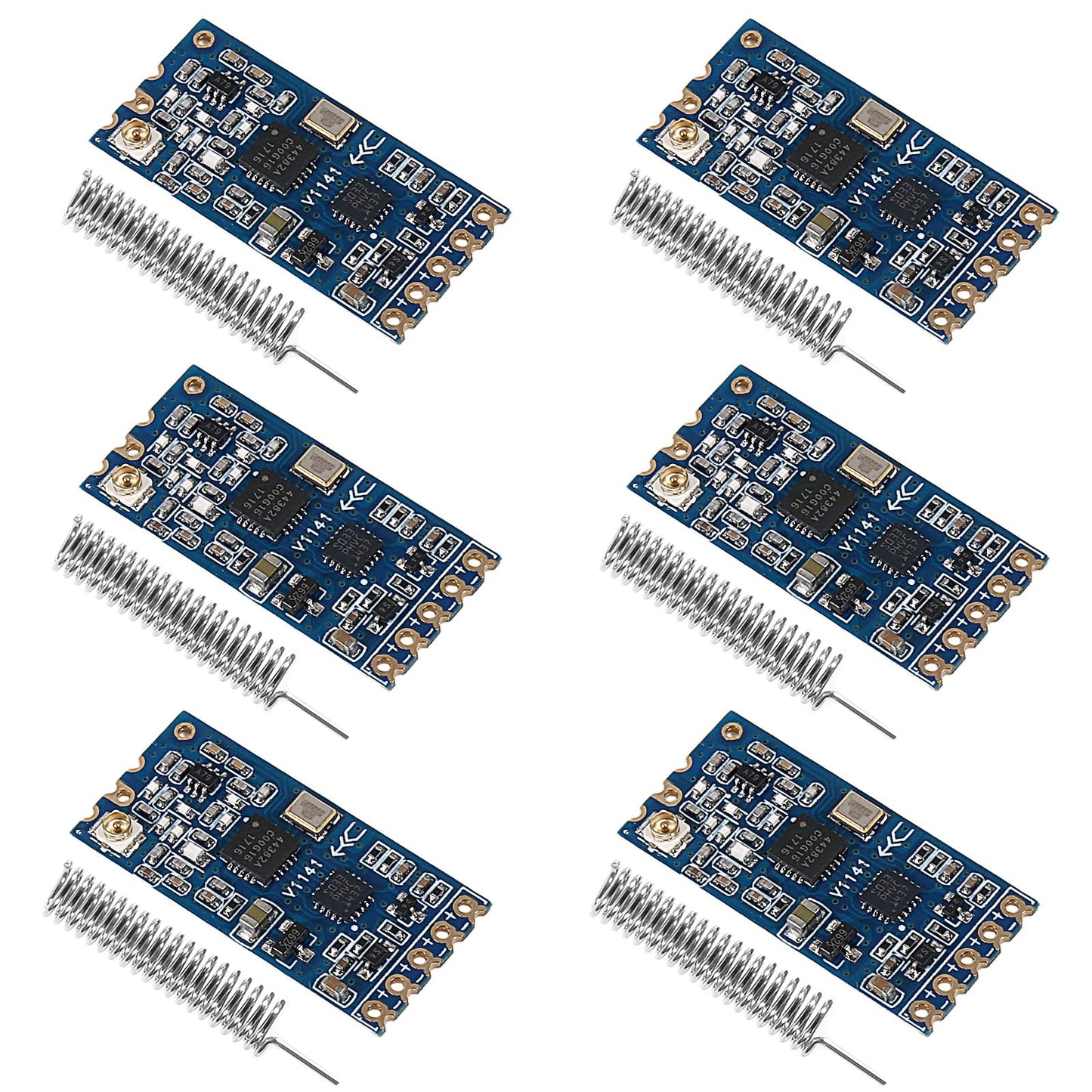 XIITIA 6pcs HC-12 433Mhz SI4463/SI4438 Wireless Serial Port Module 1000M Replace Bluetooth with Antenna