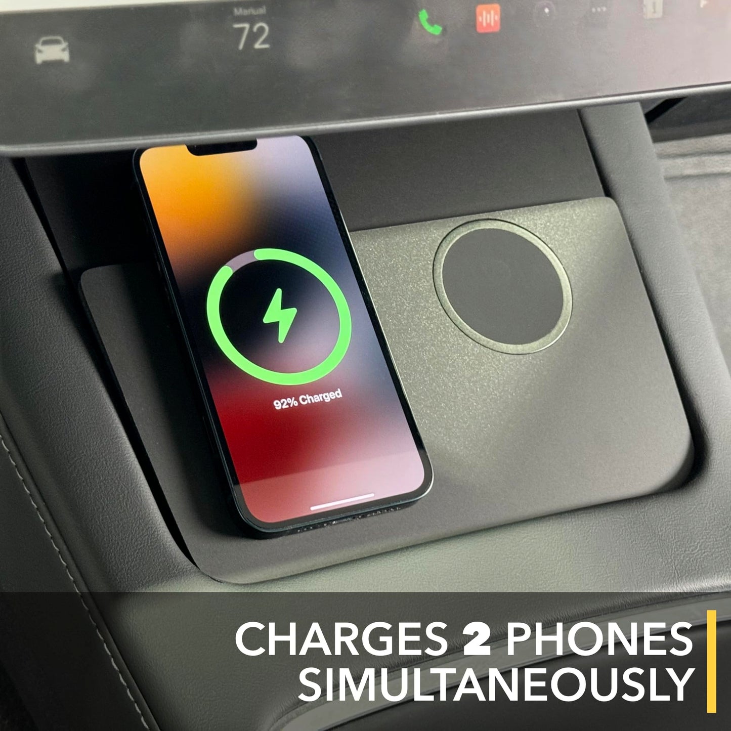 TWRAPS Dual Wireless 2 x 25W Phone Charger for Tesla Model Y 2021-2024 & Model 3 2021-2023 (2nd Gen) Compatible with MagSafe iPhone 17 16 15 14