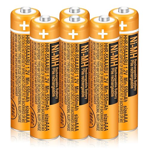 Triangle Power 6 Pack HHR-55AAABU NI-MH Rechargeable Battery 550mAh AAA 1.2V Batteries for Panasonic Cordless Phones