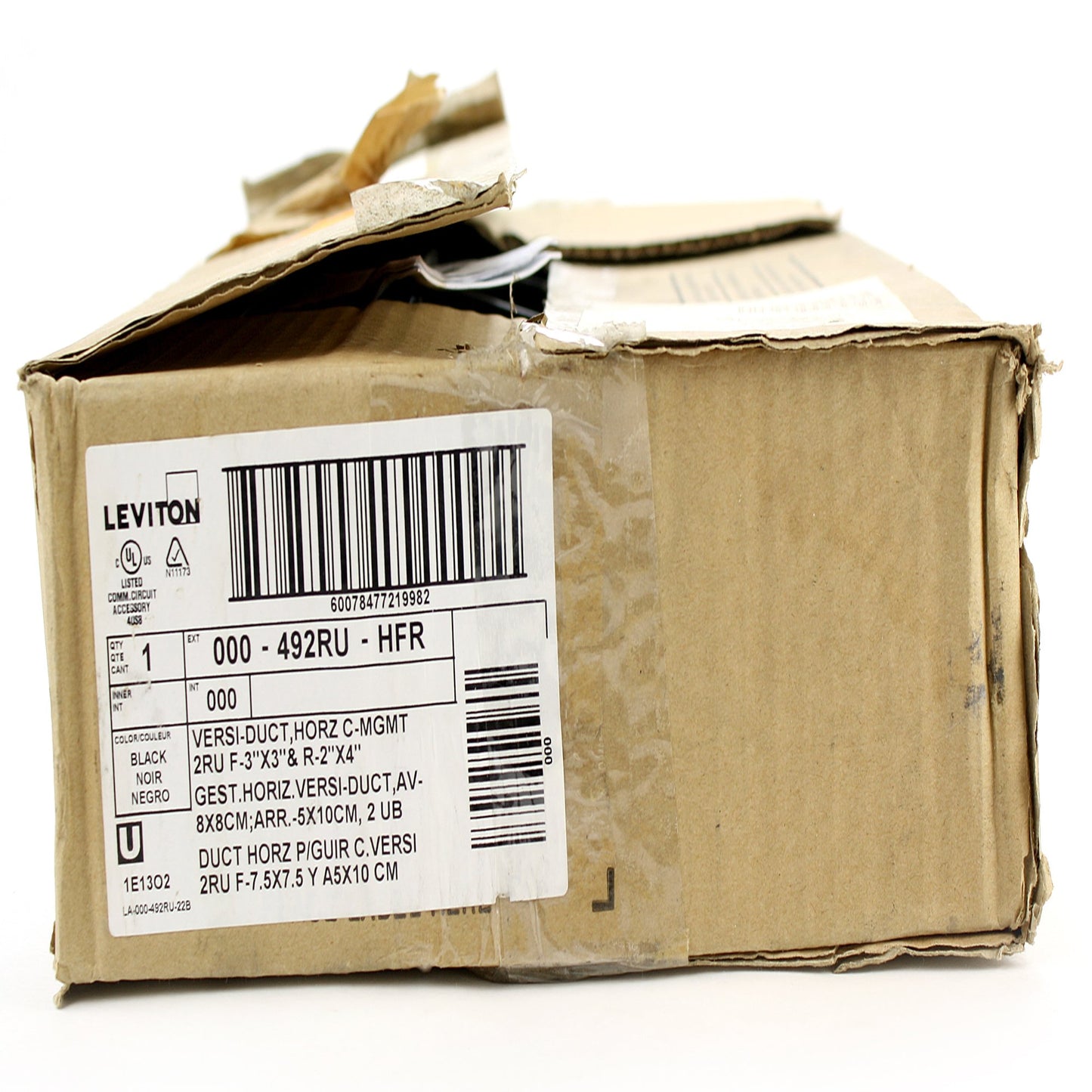 Leviton Horizontal Cable Management, 2RU, 3-inch by 3-inch Front Only, 492RU-HFO, Black