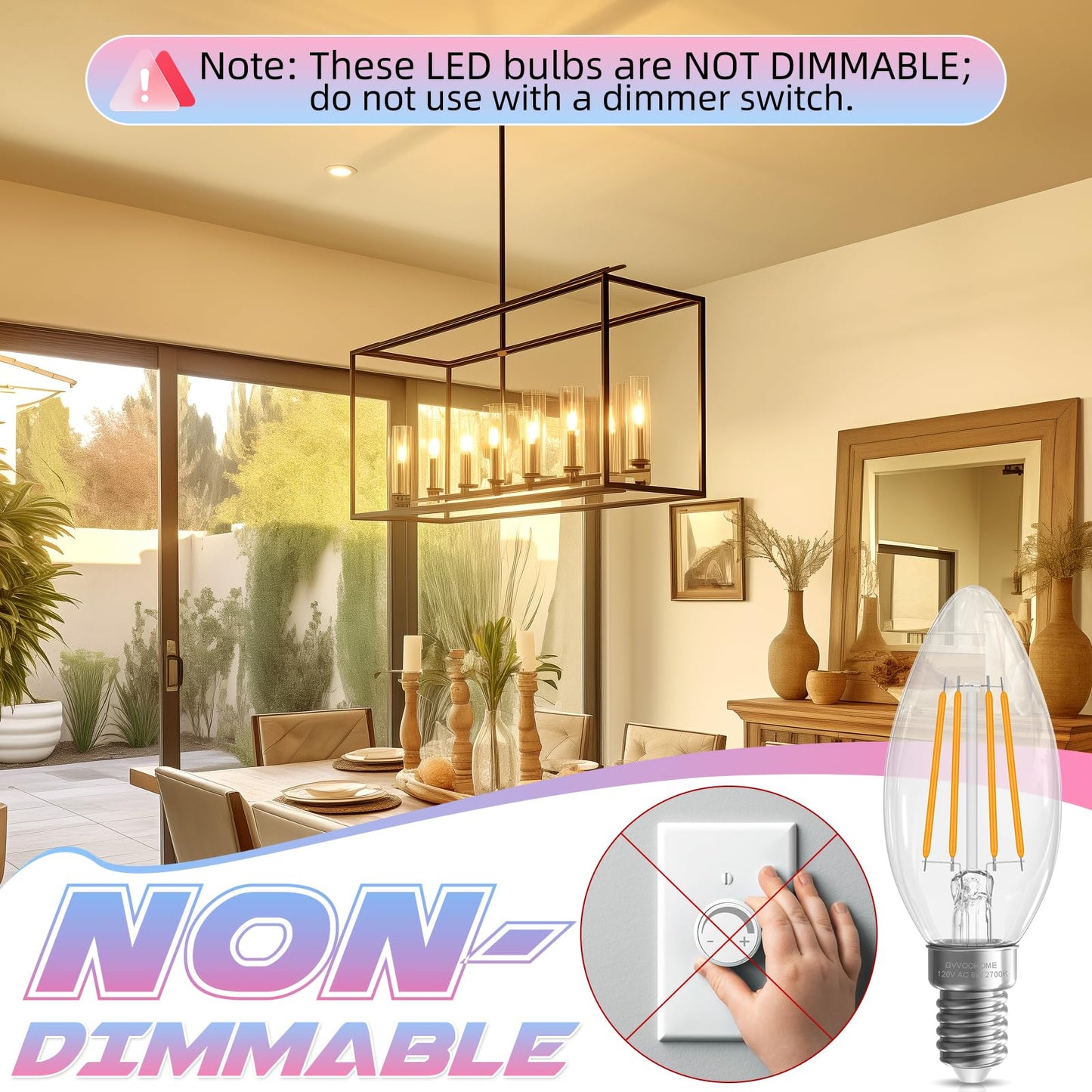 E12 Candelabra Bulb 2700K Soft White, 60W Equivalent, E12 LED Bulb