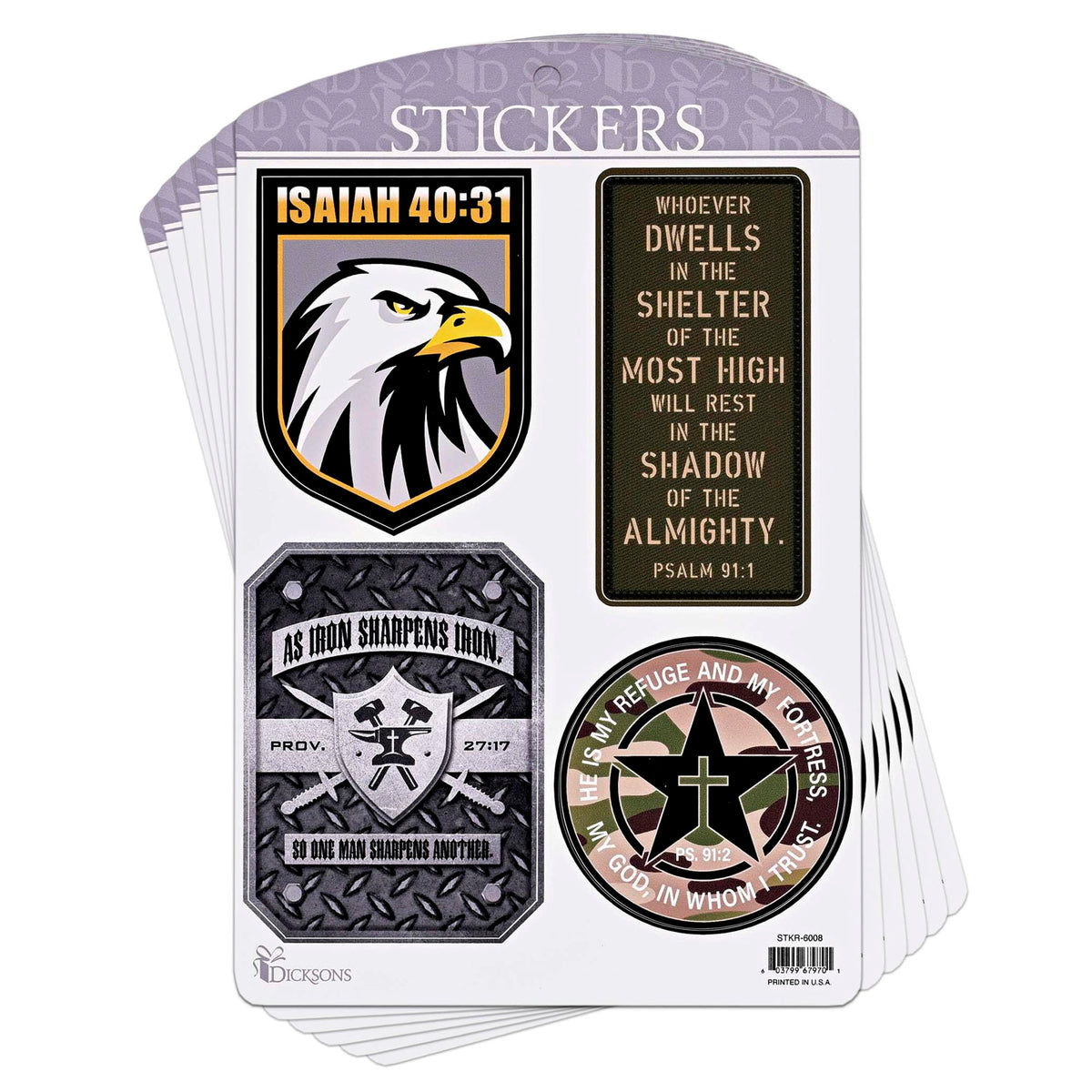 Dicksons Adhesive Sticker Decal for Journaling, Scrapbooking, and Accessory Personalization 3.75 x 4.75 Vinyl Military Collection - Pack of 6