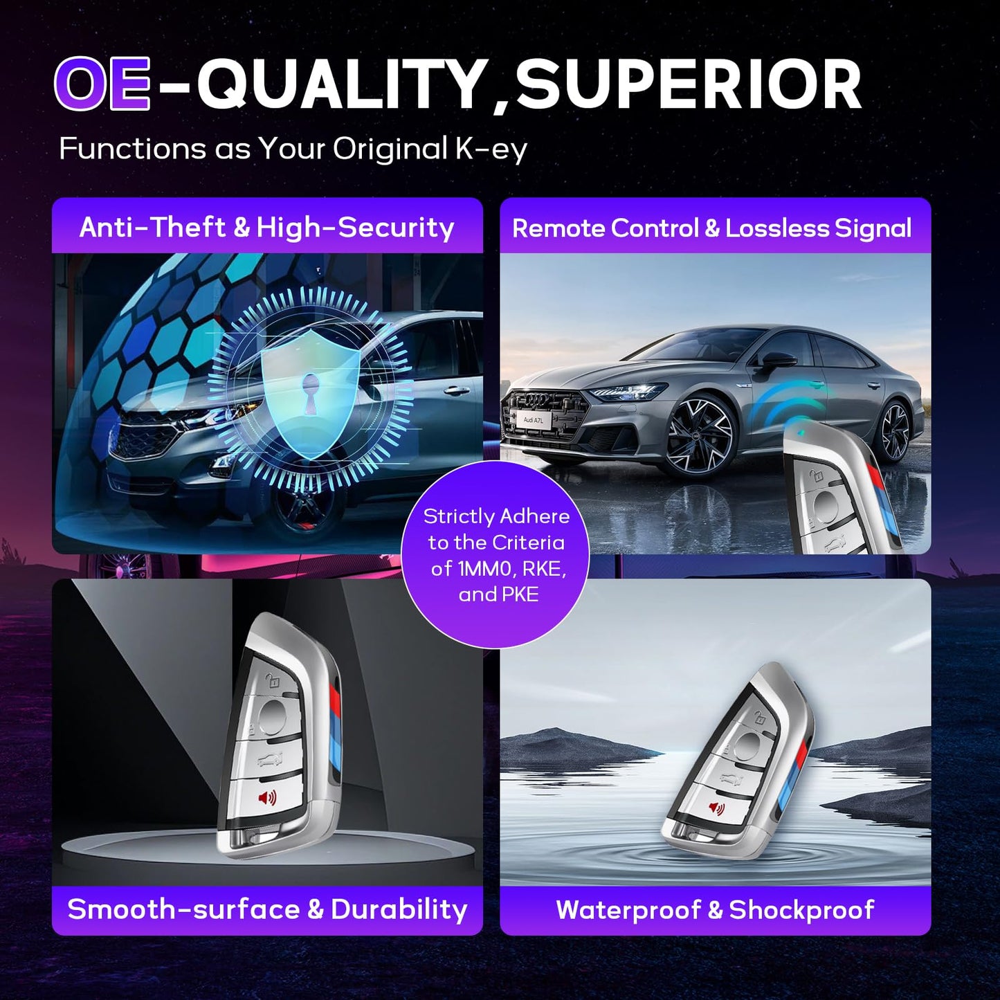 Autel IKEY Programmable Smart Key 2 pcs IKEYBW004AL 2025 Key Fob Key Creation 4 Buttons Ultra-Long Range OE Quality 700+ Vehicles Car Key Replacement