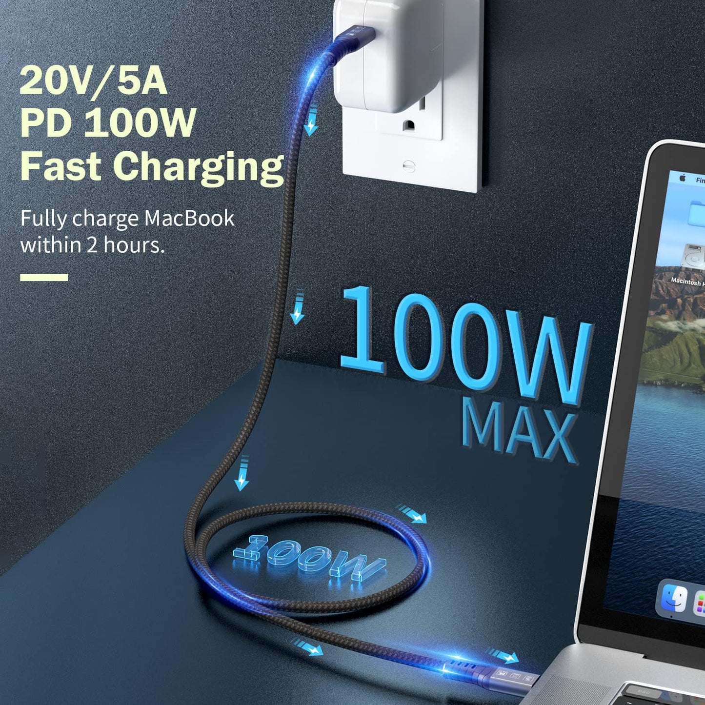 Angusplay USB 4 Cable for Thunderbolt 4 Cable 3.3ft, USB C Thunderbolt Cables 40Gbps, USB-C to USB C Cable Support 8K 60Hz Video, PD 100W Compatible