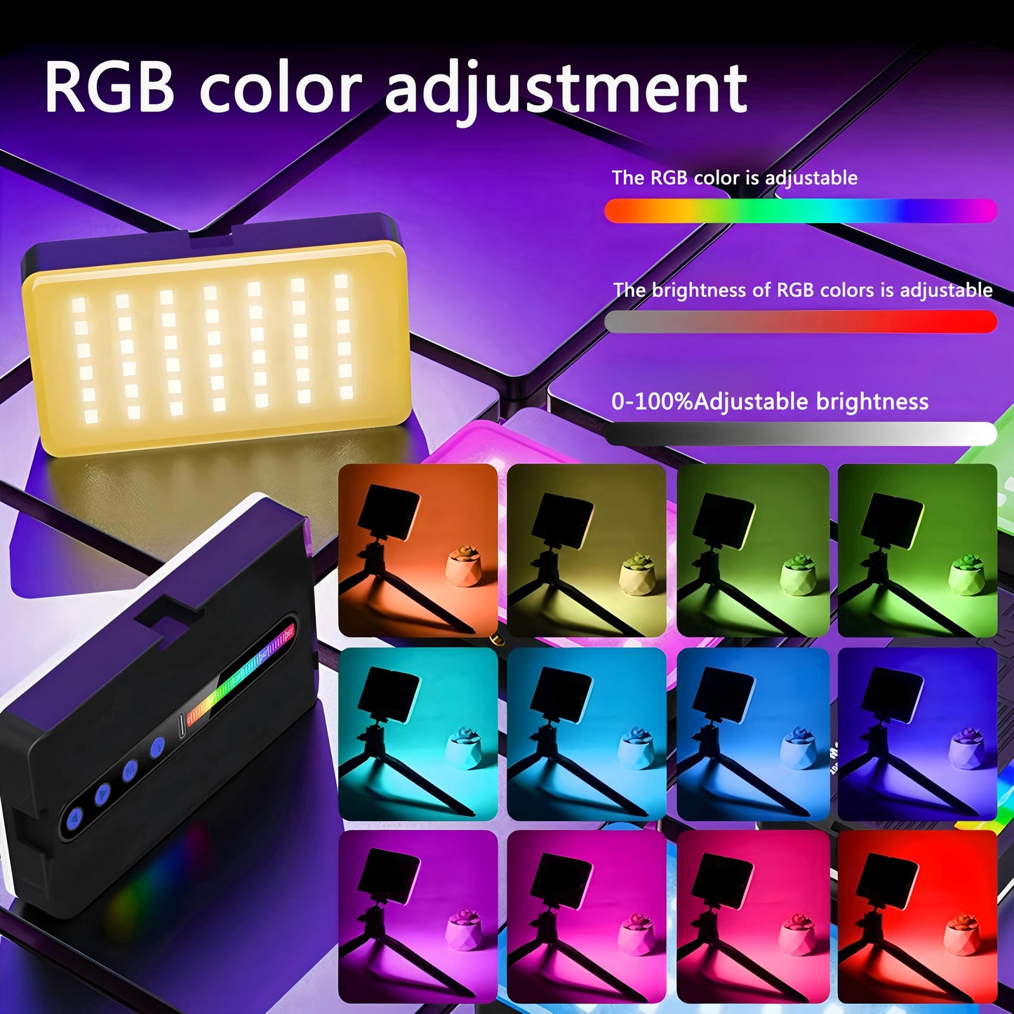 Clip-On Selfie Light, 138 LED, CRI 95+2000mAh, Portable, 3 Light Modes+RGB, with Cold Shoe Mount & Camera Tripod, for Phone iPhone Cameras Webcam