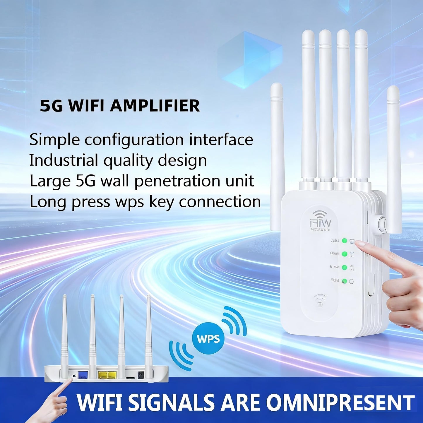 WiFi Repeater Signal Booster, 2026 Best WiFi Extender with Ethernet Port, WiFi Booster Dual Band 5GHz/2.4GHz, Up to 9800 Sq.ft and 60 Devices, Stable