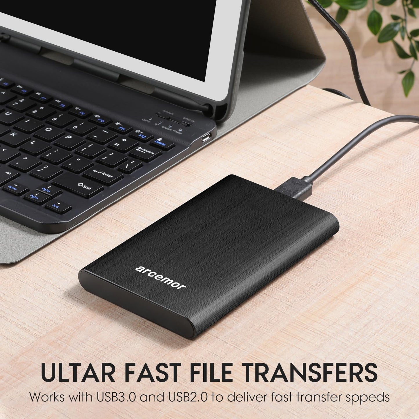 arcemor 500GB Portable External Hard Drive USB3.0 Ultra Slim 2.5" HDD for PC, Mac, Laptop, Chromebook, Xbox One (Black, 500GB)