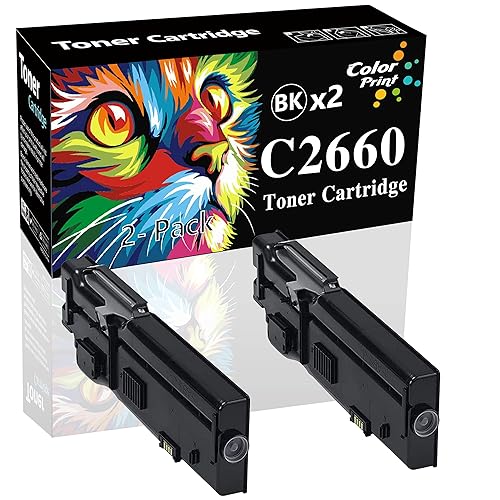 ColorPrint Compatible C2660DN Toner Cartridge Replacement for Dell C2660 2660 593-BBBU 2660dn C2665 2665dnf C2665dnf Laser Printer (2-Pack,Black,6,000