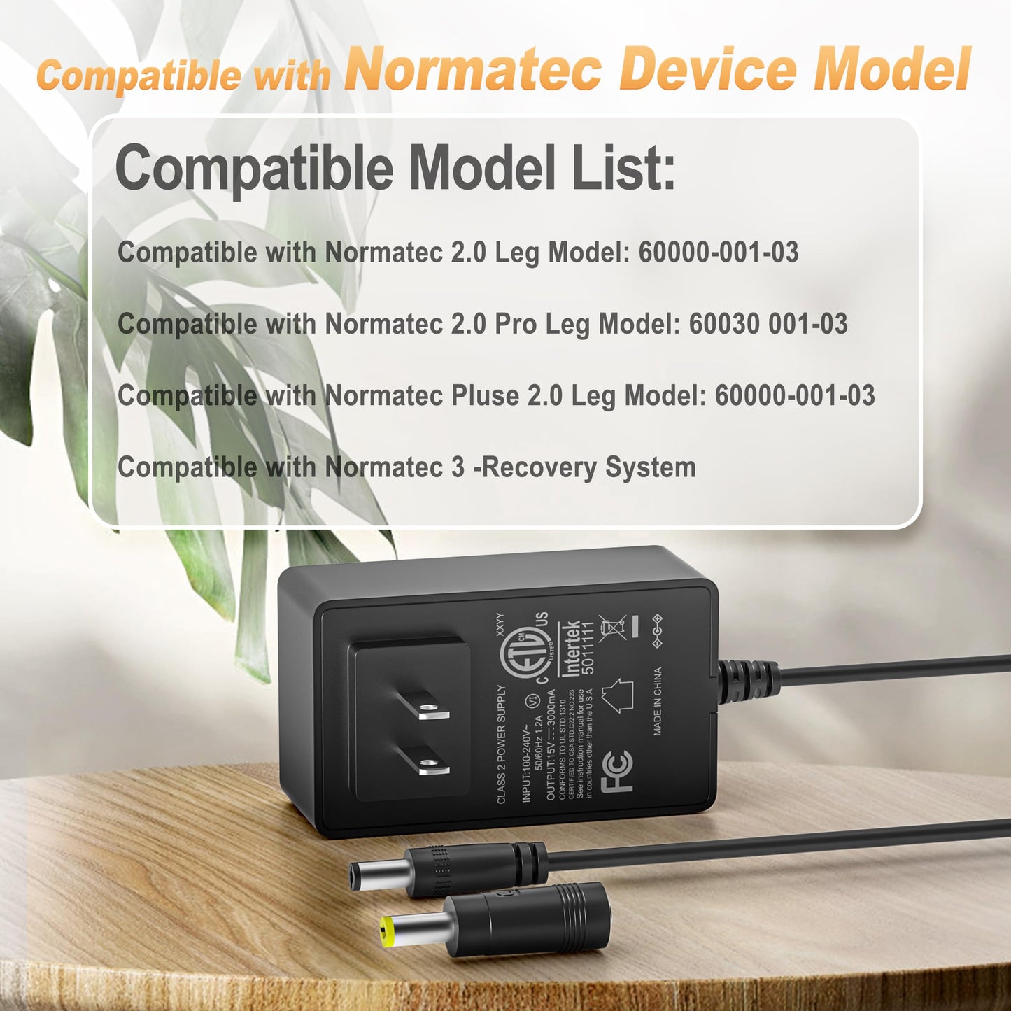 15V Charger Compatible with Hyperice Normatec 3 Power Cord, Normatec Charger 2.0, 2.0 Pro Leg, 30121 60010-001-00 600300-001-03 System Pluse Recovery…