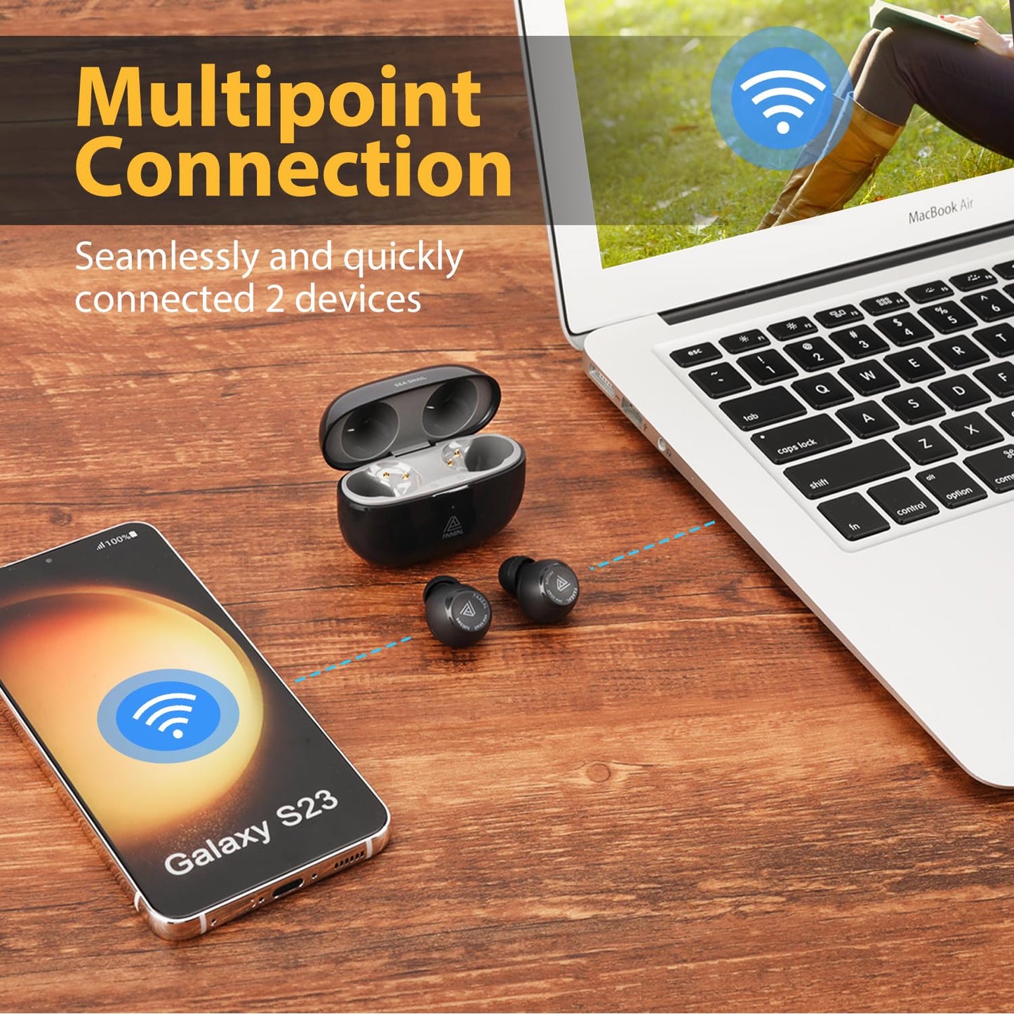 FAAEAL Bluetooth 5.3 Wireless Earbuds with Wireless Charging Case,Waterproof Stereo Headphones in Ear Built in Mic Headset Premium Sound with Deep…