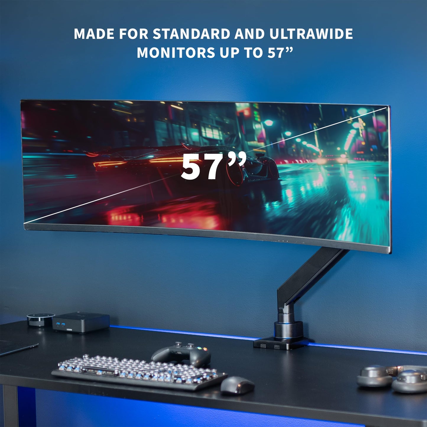 VIVO Heavy Duty Ultrawide Monitor Arm for 57 inch Screens up to 59.4 lbs, Desk Mount TV and Monitor Stand Designed for Samsung Odyssey Ark, Neo G9