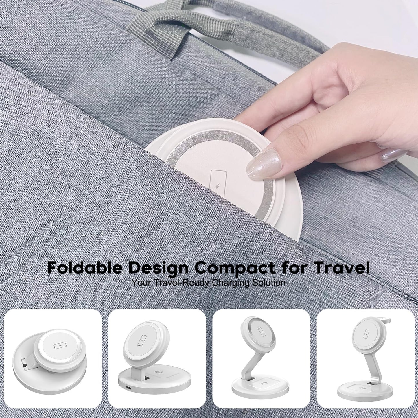 Charging Station for Apple Magnetic Wireless iPhone Mag-Safe Charger,15W 3in1 Foldable Wireless Dock Fast MagSafe Charger Stand for iPhone 17 Pro