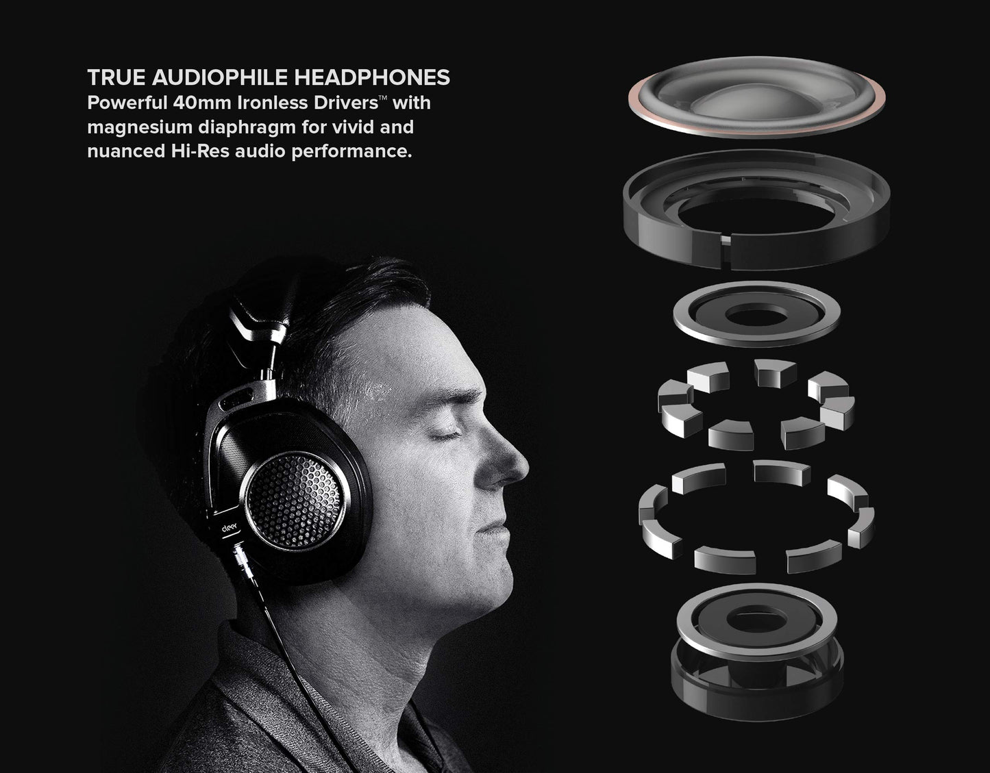 Cleer Audio NEXT Wired Audiophile Headphones - High End Lambskin Memory Foam Studio Earpads, Open Back, Alloy Structure, Innovative Ironless…